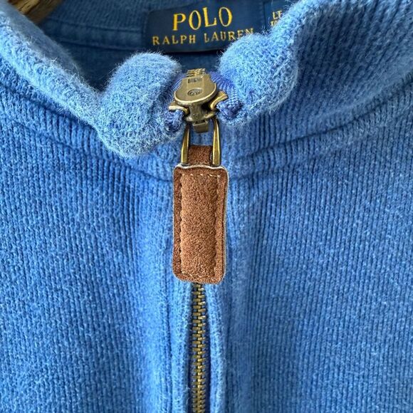 Polo Ralph Lauren Blue Cotton Quarter Zip Sweater L Tall - Picture 4 of 8